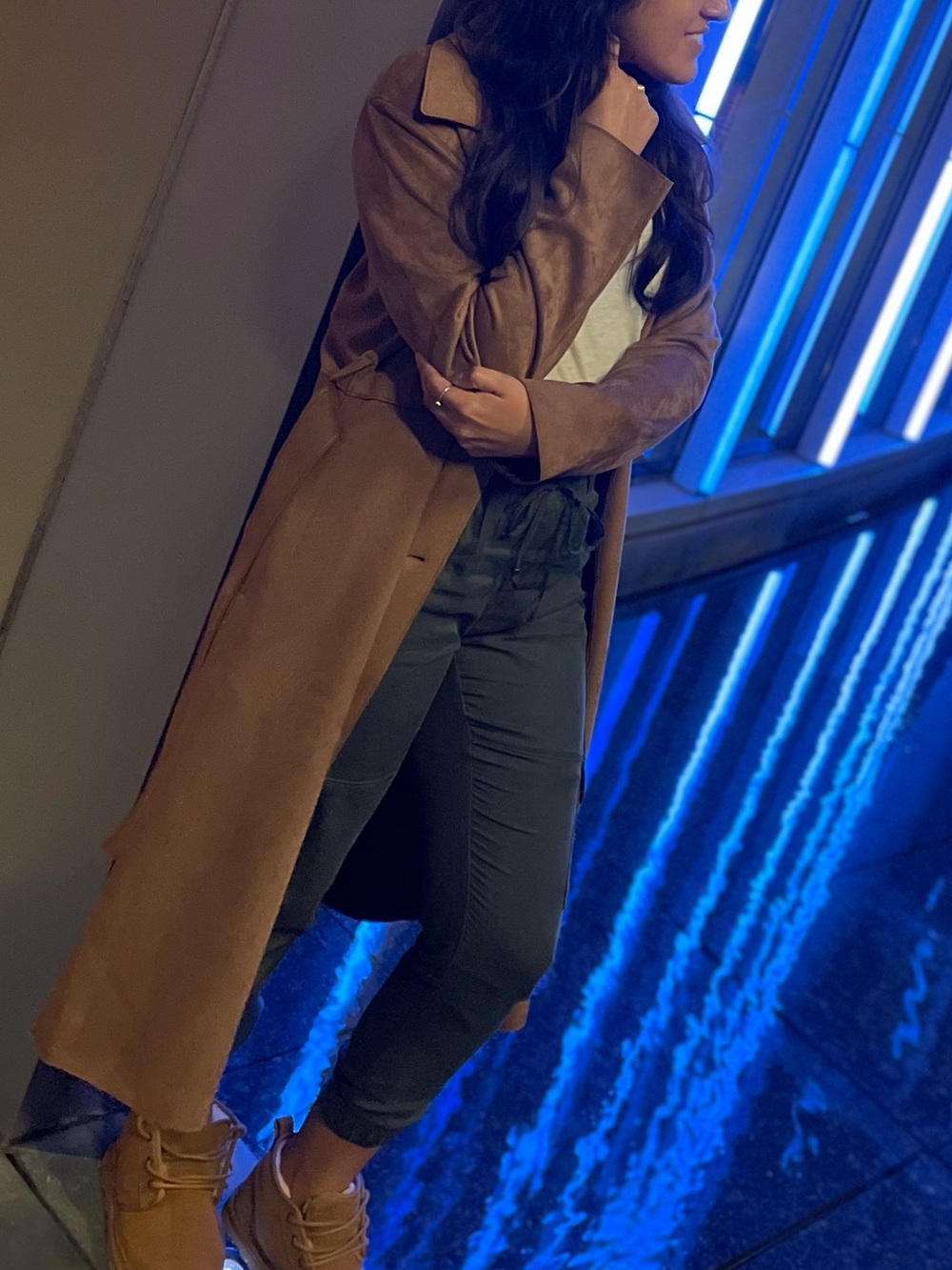 Banana Republic Suede Trench Coat in Tan